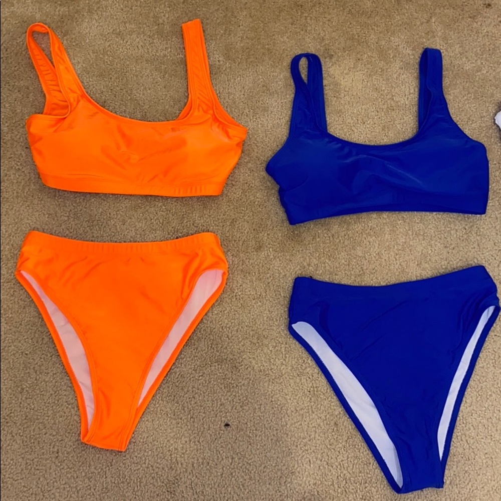 Orange and Blue Bikinis